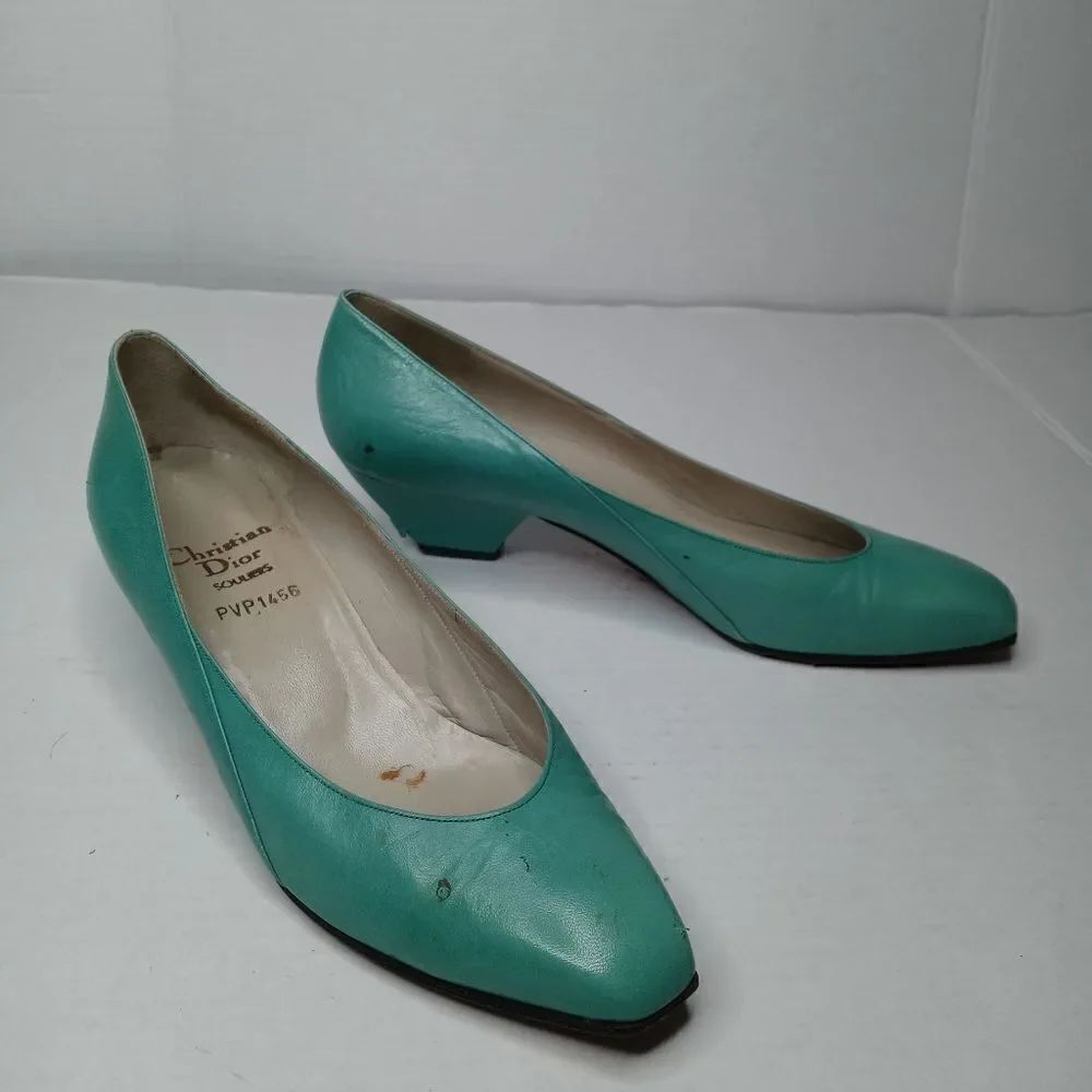 Vintage Christian Dior teal heals size 37.5